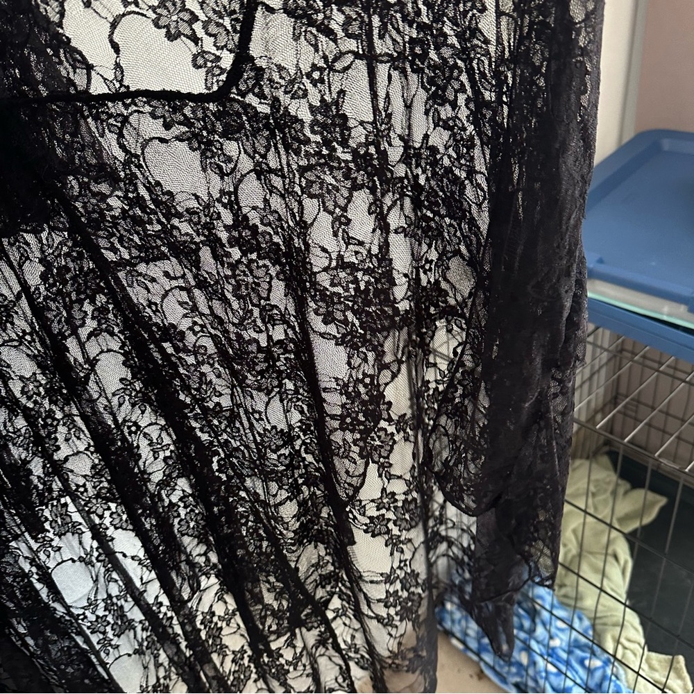 Vintage Ethos Duster Black Lace Floral Whimsigoth Goth Fairy Mesh Flare Sleeve - Picture 5 of 15